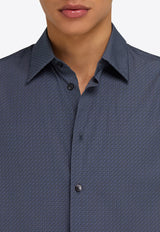 Ferragamo Micro Pattern Button-Up Shirt Graphite 144833 C 785044 GRAPHITE/FOG GRAY