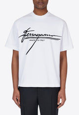 Ferragamo Signature Logo Print T-shirt White 144859 H 786470 BIANCO