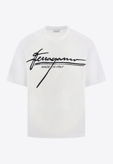 Ferragamo Signature Logo Print T-shirt White 144859 H 786470 BIANCO