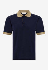 Ferragamo Short-Sleeved Polo T-shirt Navy 145340 H 790984 NEW NAVY/SAFARI/WHITE