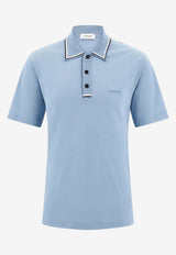 Ferragamo Embroidered Logo Polo T-shirt Light Blue 145341 H 790957 WASHED DENIM/N NAVY/WTE/S BLUE