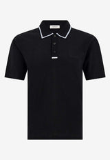 Ferragamo Embroidered Logo Polo T-shirt Black 145341 H 790958 BLK/W DENIM/WHT/NNAVY