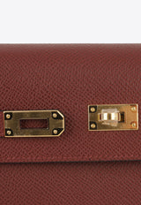 Kelly To Go Wallet in Rouge H Epsom with Gold Hardware