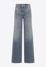 Raw-Edges Wide-Leg Jeans