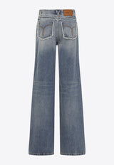 Raw-Edges Wide-Leg Jeans