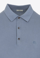 Ribbed Knit Long-Sleeved Polo T-shirt