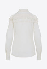 Lace-Trimmed Long-Sleeved Shirt