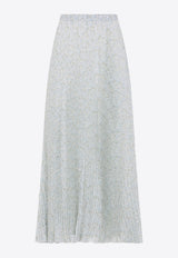 Floral Print Midi Plisse Skirt