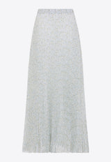 Floral Print Midi Plisse Skirt