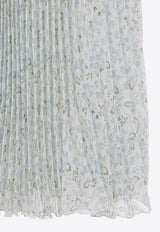 Floral Print Midi Plisse Skirt