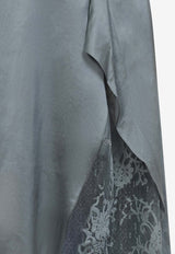 Satin Midi Dress with Lace Inserts
