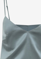 Satin Midi Dress with Lace Inserts