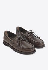 Lace-Up Leather Loafers
