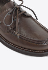 Lace-Up Leather Loafers