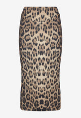 Jaguar-Skin Printed Midi Skirt