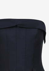Strapless Midi Dress in Wool and Silk