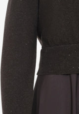 V-neck Lurex Knit Midi Dress