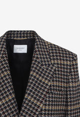 Houndstooth Double-Breasted Blazer