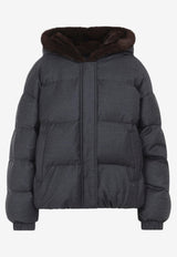 Mink-Trim Down Jacket