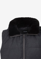 Mink-Collar Wool Vest