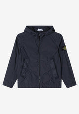 Stone Island Junior Boys Logo Patch Windbreaker Jacket Blue 164100003-BS0A23/S_STONE-V0020