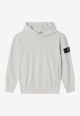 Stone Island Kids Boys Compass Patch Hoodie Chalk 166100014S0040/S_STONE-V0097