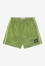 Stone Island Kids Boys Compass Patch Swim Shorts Green 16B100002S0043/S_STONE-V005F