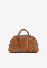 Leather and Suede Top Handle Bag
