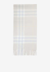 Giant Check Fringed Cashmere Scarf