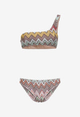 One-Shoulder Lurex Knit Bikini