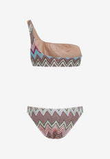 One-Shoulder Lurex Knit Bikini
