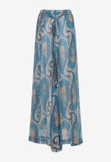 Printed Crepe De Chine Wide-Leg Pants