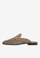 Suede Leather Flat Net Mules