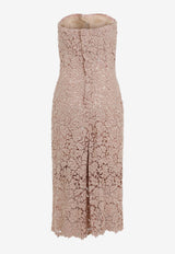 Strapless Floral Midi Dress