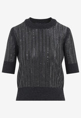 Short-Sleeved Knitted Virgin Wool Top