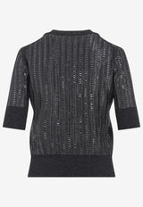Short-Sleeved Knitted Virgin Wool Top