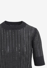 Short-Sleeved Knitted Virgin Wool Top