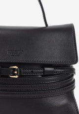 Belted Suede Leather Top Handle Bag