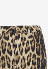 Animalier-Printed Bootcut Jeans