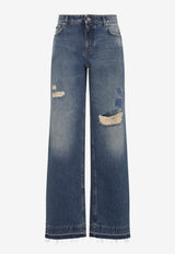 Distressed Straight-Leg Jeans