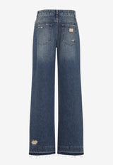 Distressed Straight-Leg Jeans