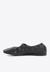 Leather Ballet Flats with Pebble