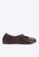 Leather Ballet Flats with Pebble