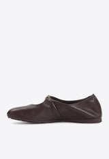 Leather Ballet Flats with Pebble