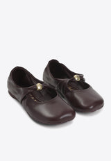 Leather Ballet Flats with Pebble