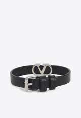 Vlogo-Charm Leather Bracelet