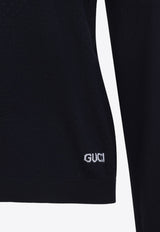 Perforated Wool Polo Sweater