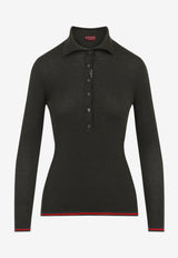 Signature Web-Trimmed Polo Sweater