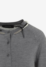 Pearl-Embellished Bow-Detailed Cardigan