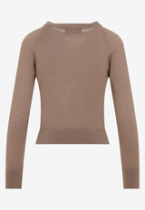 Pearl-Embellished Bow-Detailed Knitted Sweater